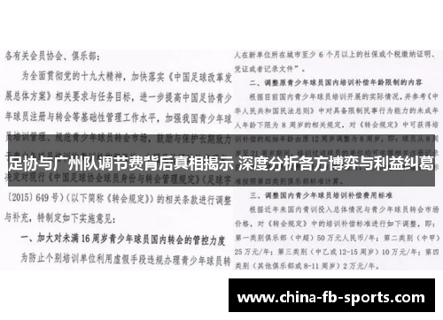 足协与广州队调节费背后真相揭示 深度分析各方博弈与利益纠葛 足协与广州队调节费背后真相揭示 深度分析各方博弈与利益纠葛